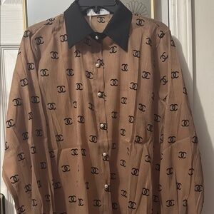 Beige and Black Logo Shirt